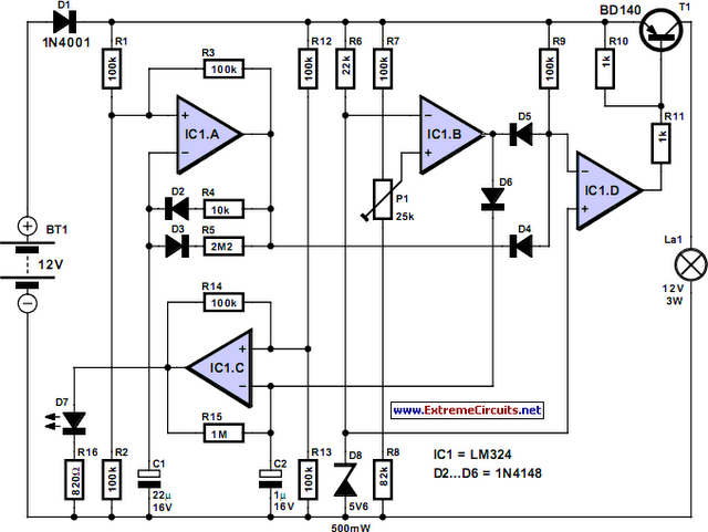 Storage Battery Exerciser circuit schematic