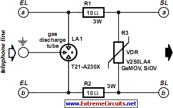 telephone line protector circuit schematic