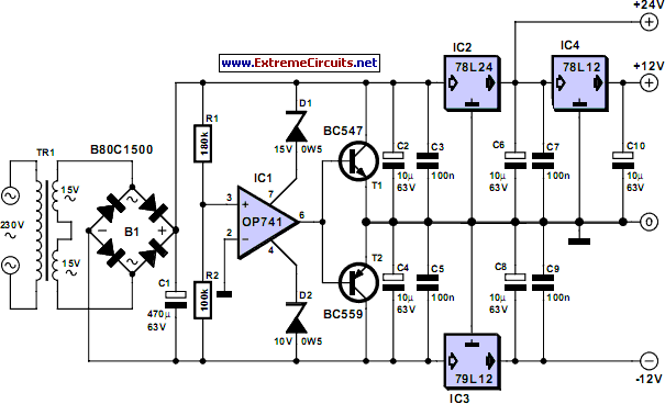 Triple Power Supply circuit schematic
