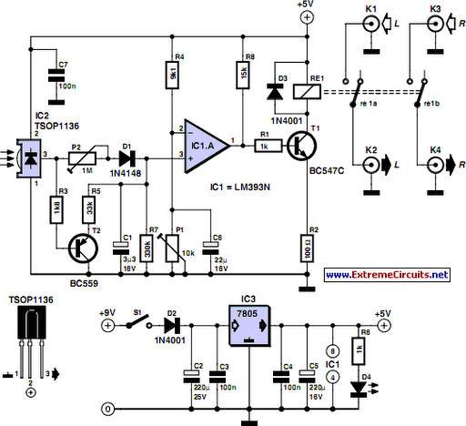 tv muter circuit schematic
