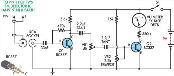 TV relative signal strength meter circuit schematic