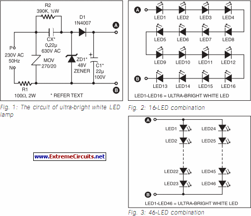 Ultra Bright LED Lamp Circuit Diagram