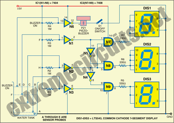 Water 7led Desplay - Water Level Indicator Using 7 Segment Display Circuit Daigram - Water 7led Desplay
