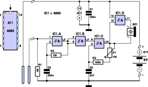 water alarm circuit schematic