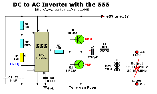 Dc To Ac Inverter With The 555