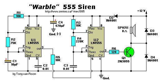 Wailing Alarm Siren, Schematic