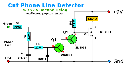 Cut Phone Line Detector, Schematic Diagram
