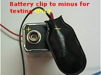 Battery clip mounted for testing