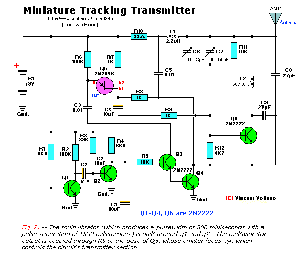 Miniature Tracking Transmitter, Schematic