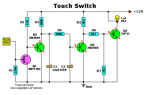 Touch Switch with transistors