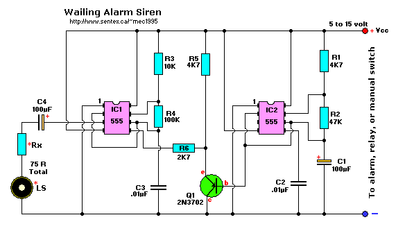 Wailing Alarm Siren, Schematic