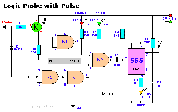 555 Logic Probe 
		 with Pulse