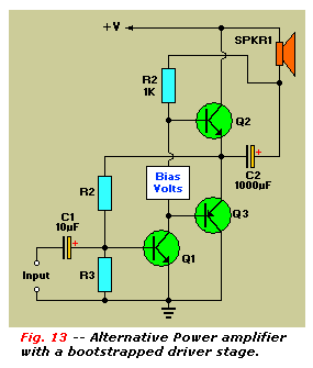 Alternate power amp with bootstrap