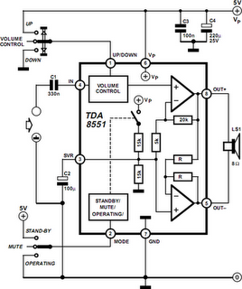 1-Watt BTL audio amplifier