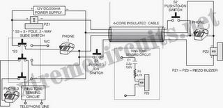 2-Line Intercom-Cum-Telephone Line Changeover Circuit Diagram