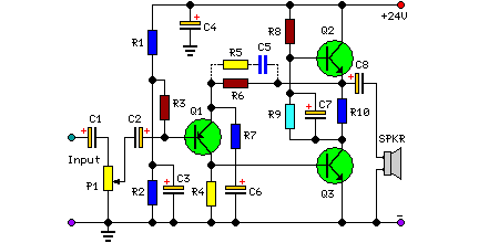 5 Watt Class-A Audio Amplifier Circuit Circuit Diagram