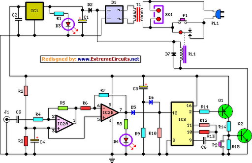 amplifier timer schematic circuit diagram 