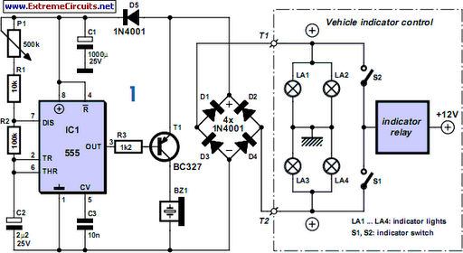 audible flasher warning circuit schematic