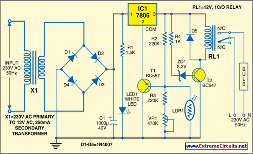 Automatic Light Controller Using 7806 circuit schematic