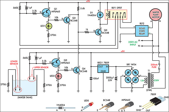 Automatic Water Tank Filler Schematic Circuit Diagram