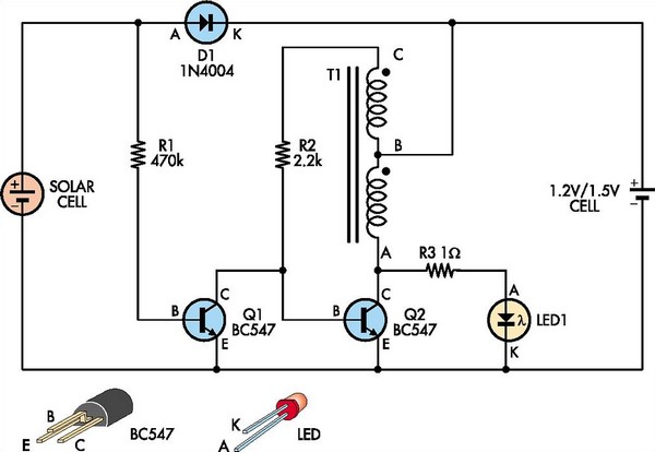 Automatic white-LED garden light circuit schematic