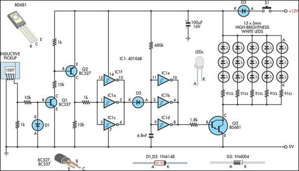 Automotive LED timing light circuit schematic