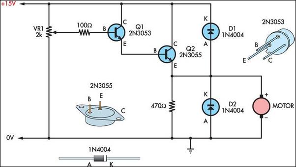 Two basic motor speed controllers circuit schematic