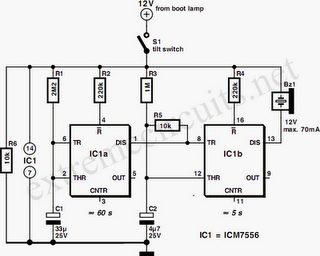 Car Boot Lamp Warning Circuit Diagram (ICM7556)