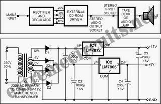 CD-Rom Drive as Digital-Audio CD Player Circuit Diagram