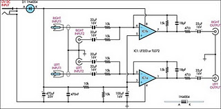 Dual Input-Combining Stereo Line Amplifier