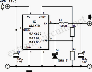 Compact Switching Step-Down Converter Circuit Diagram By MAX639
