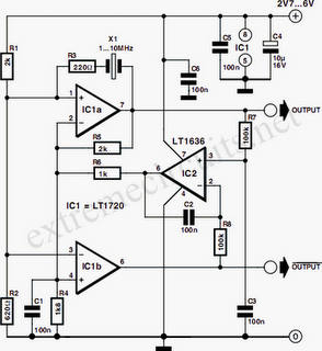 Comparator Based Crystal Oscillator circuit diagram