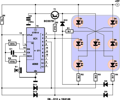 Dicing with LED circuit schematic