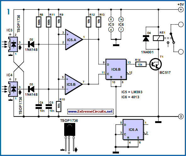direction sensitive light barrier circuit schematic
