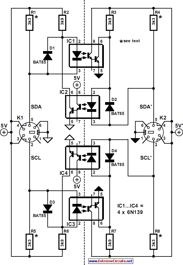 Electrical Isolation For I2C Bus Circuit Diagram