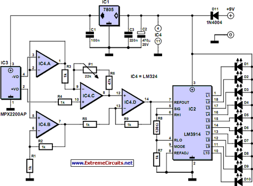 Electronic Torricelli Barometer circuit schematic