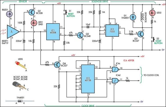 Experimental pendulum clock circuit schematic