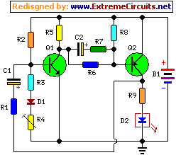  flashing-led battery-status indicator schematic circuit diagram 