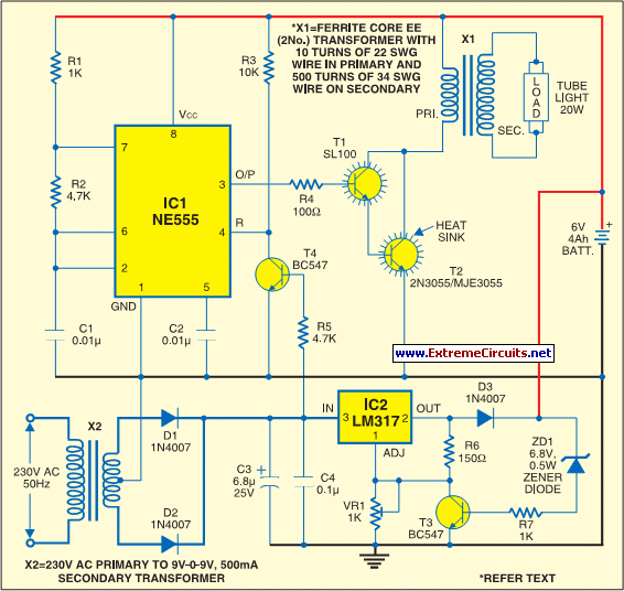 fully automatic emergency light circuit schematic