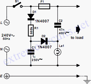Mains/Fuse Failure Indicator Circuit Diagram