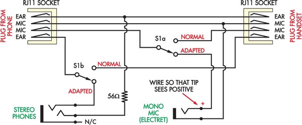 Cheapskate's Headset Adapter Circuit Diagram 4p4c connector wiring diagram 