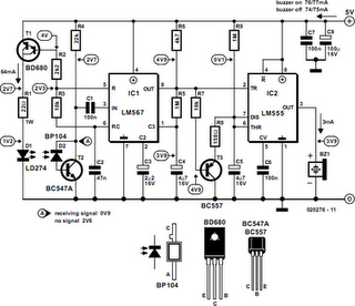 Infrared Proximity Detector Alarm Circuit Diagram