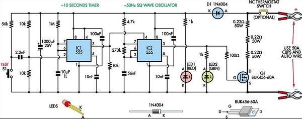 Internal resistance tester for batteries circuit schematic