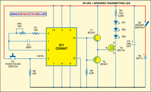 Long-Range IR Transmitter circuit schematic