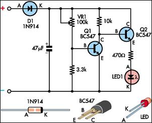 Low battery indicator circuit schematic