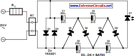 Mains Indicator circuit schematic