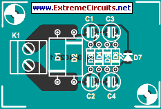 Parts Layout Of Mains Indicator circuit schematic