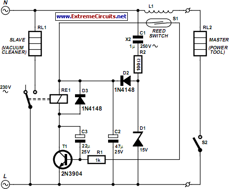 Mains Slave Switcher II circuit schematic