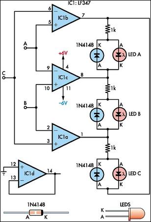 Maximum minimum voltage indicator circuit schematic