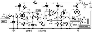 Mini Guitar-Bass Amplifier Circuit Diagram
